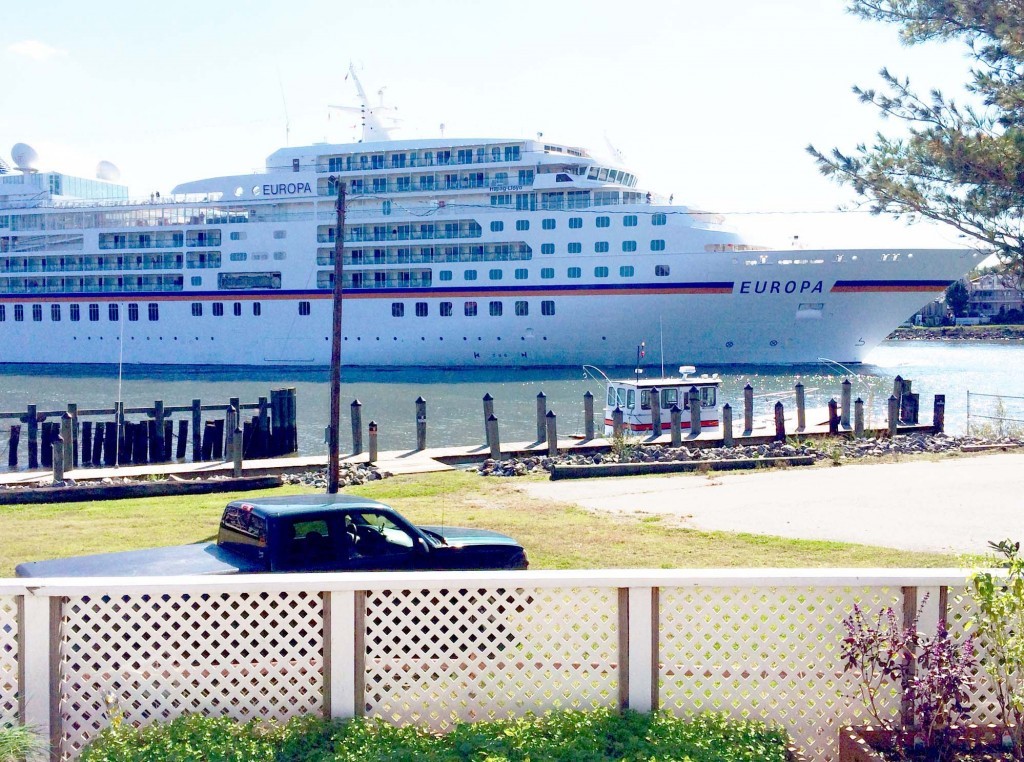 The Europa cruise ship alongside the Chesapeake docks
